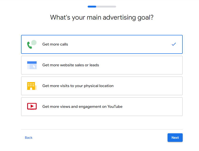 Image of Ad Goal field in Google Ads Set up