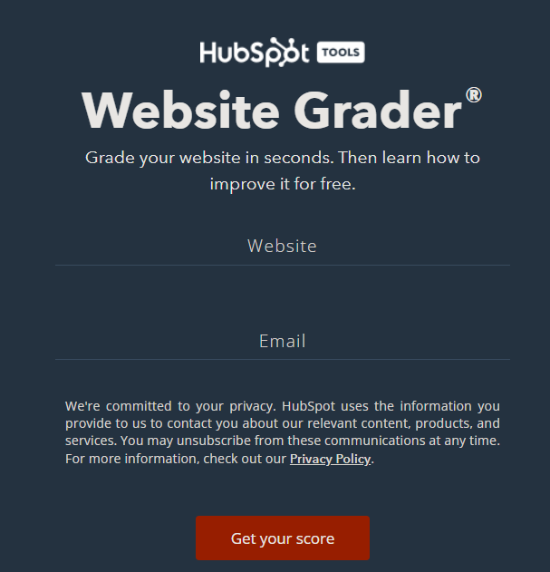 Image of Hubspot website grader