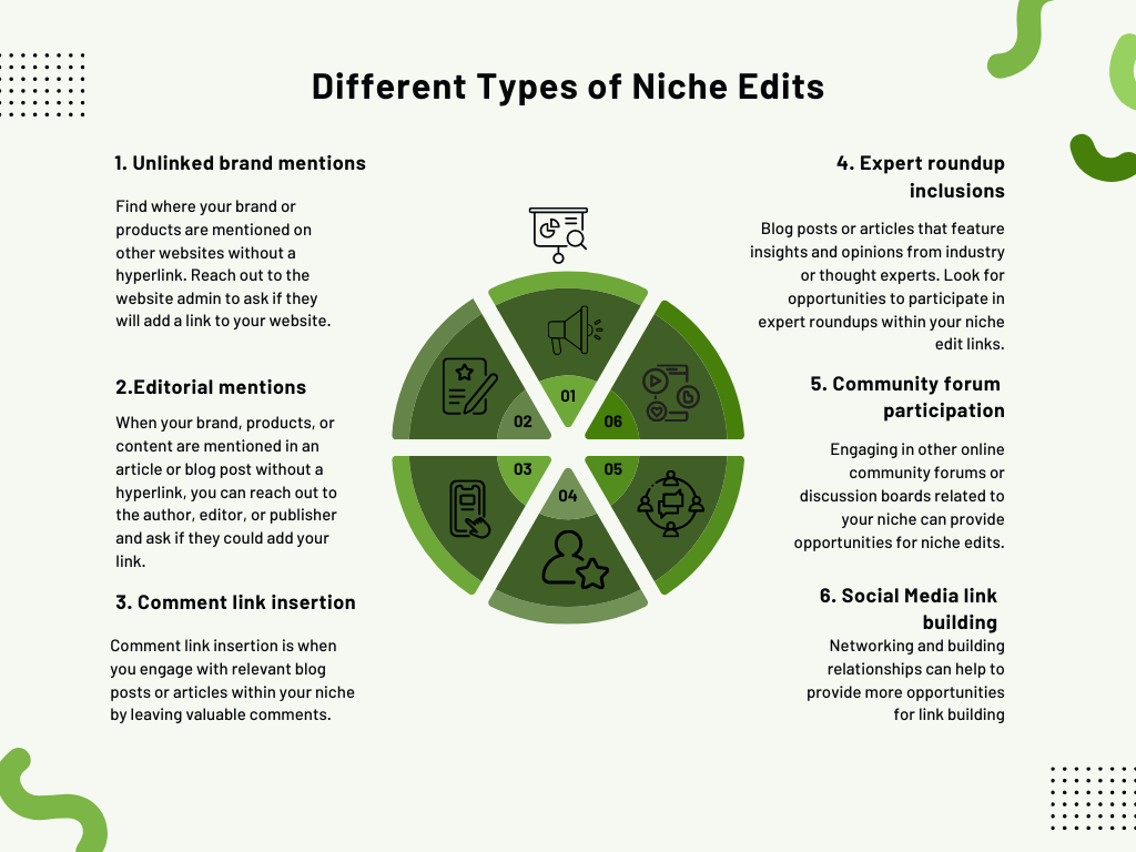 Infographic on Different Types of Niche Edits